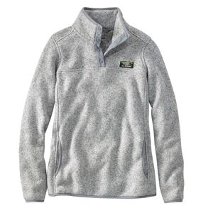 L.L.Bean Gray Heathered Pewter Sweater Fleece Pullover, Petite Small